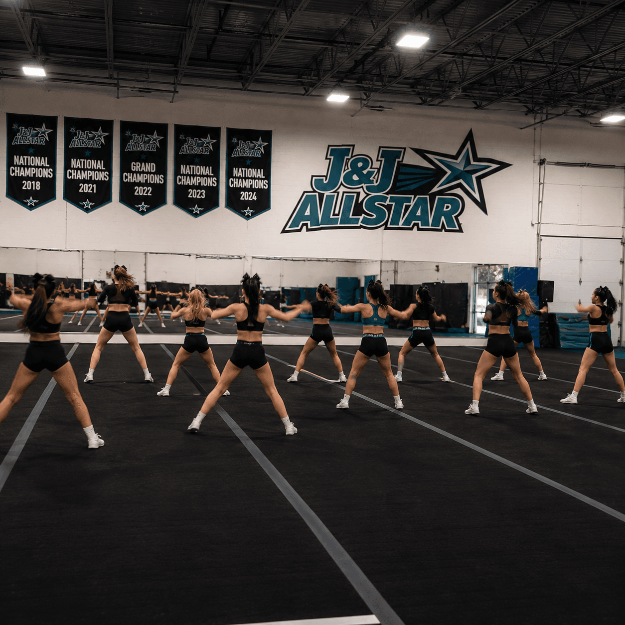 Junior teams putting in work on the new choreography.